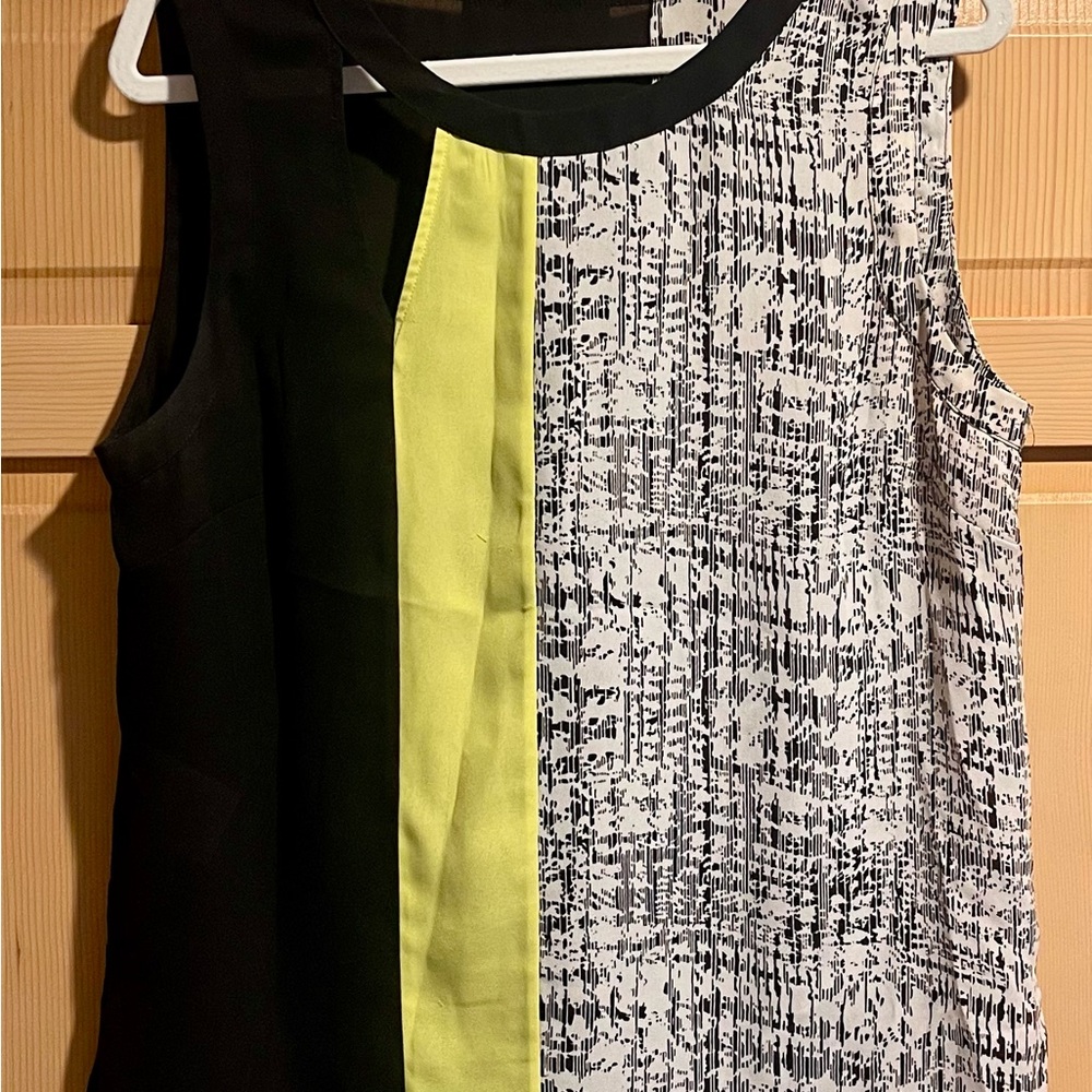 Halogen Black, Yellow, and White Patterned Blouse